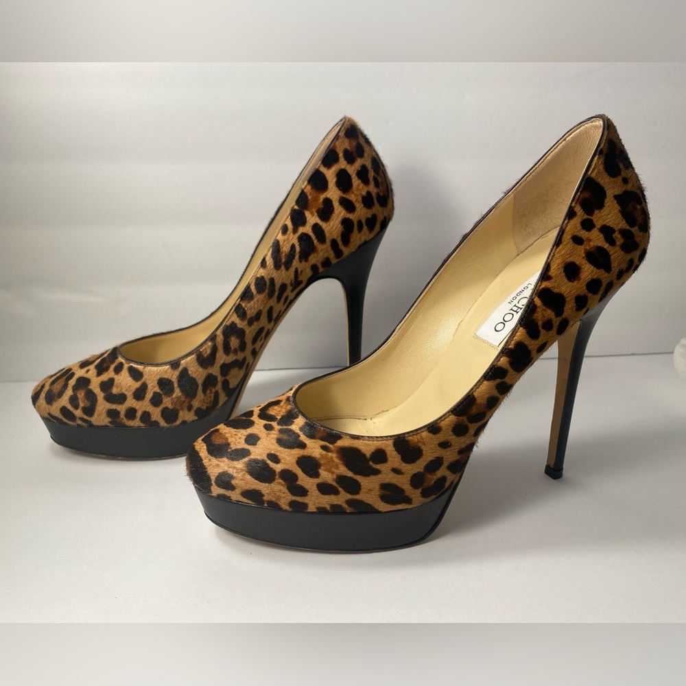Jimmy choo pony hair leopard pumps heels 39.5